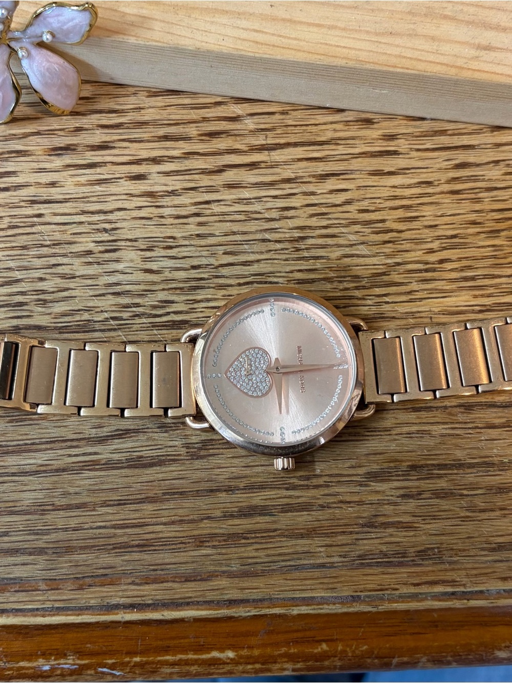 Michael Kors Rose Gold Crystal Heart Bracelet Watch